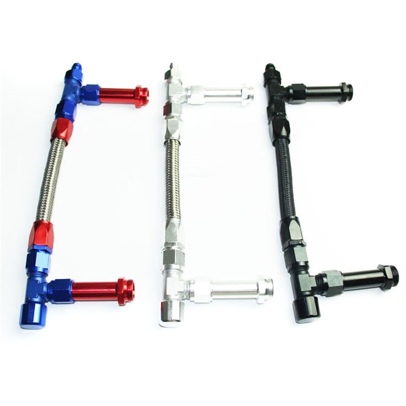 Carb Braided Fuel Line-8 Braided Stainless Steel Carburetor Dual Inlet Line Kit M8617