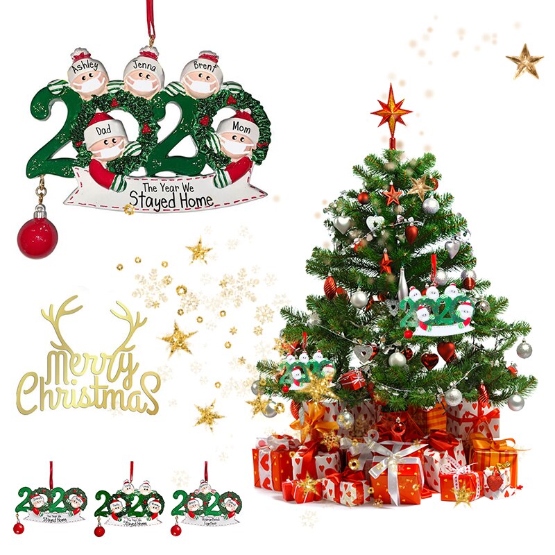 Kerst Jaar Familie Diy Handgeschreven Naam Gezichtsmasker Snowman Hanger Kerst Decoraties Voor Huis