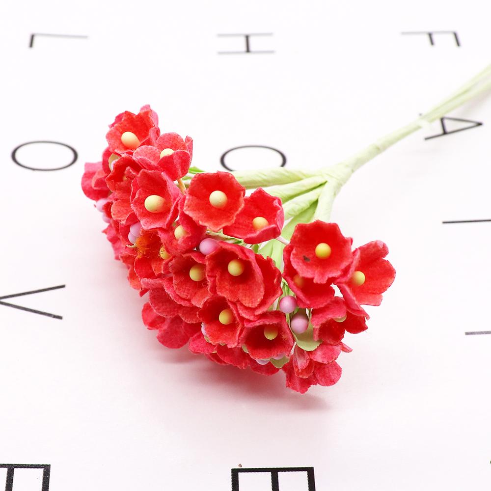 8 Stuks/40 Heads 1 Cm Mini Papieren Bloemen Rozen Boeket Kunstmatige Bloem Goedkope Bruiloft Decoratie Voor Scrapbooking Diy flores