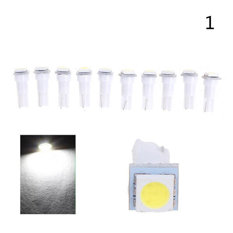 Bombillas de luz LED para salpicadero de coche, lámpara de calibre de 12V CC, T5 5050, 10 piezas: A1