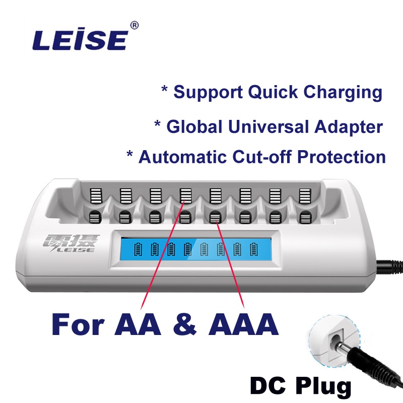 Leise C818 Battery Charger - AA AAA NiMH - 1800-2200mA Output - Intelligent Fast Charging - Global DC 12-18V Input