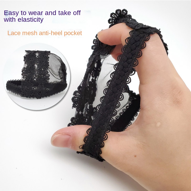 Hoge Hakken Anti Artefact Sexy Black Lace Bloem Hak Cover Fixed Schoenen Zonder Hak Kant