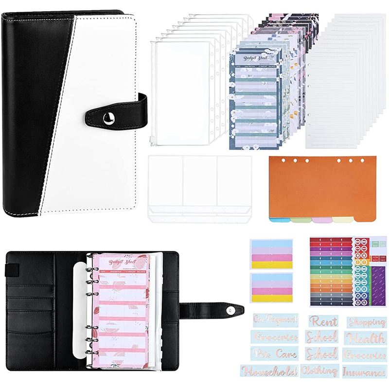 6 Holes Loose-Leaf Notebook, A6 Binder Budget Notebook Ring Binder Binder for Schools, Offices, Travel and Families: Black