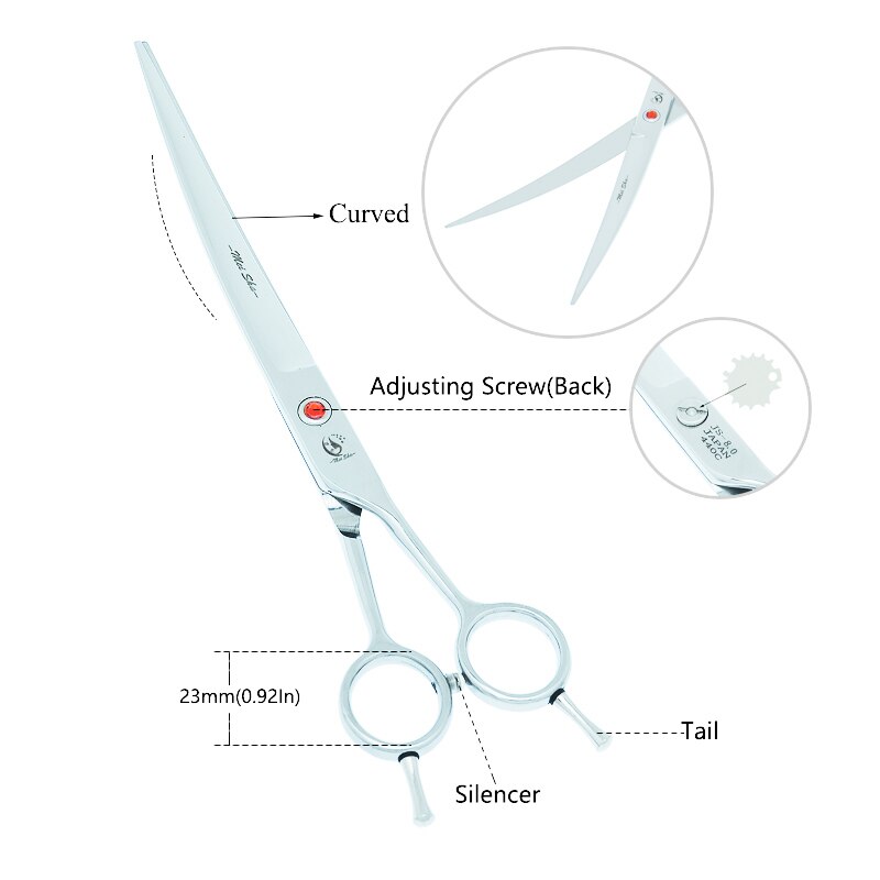 8.0 Inch Pets Grooming Scissors Japan 440C Straight Dogs Cutting Shears Curved Scissors Pets Hair Trimmer Animals Tijeras B0061A