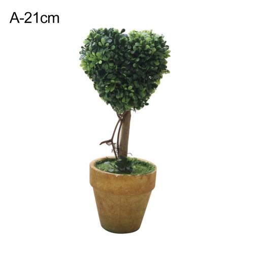 1Pc Heart Star Round Potted Artificial Plant Bonsai Small Tree Pot Plants Bonsai Plant Ornament Home Garden Wedding Party Decor