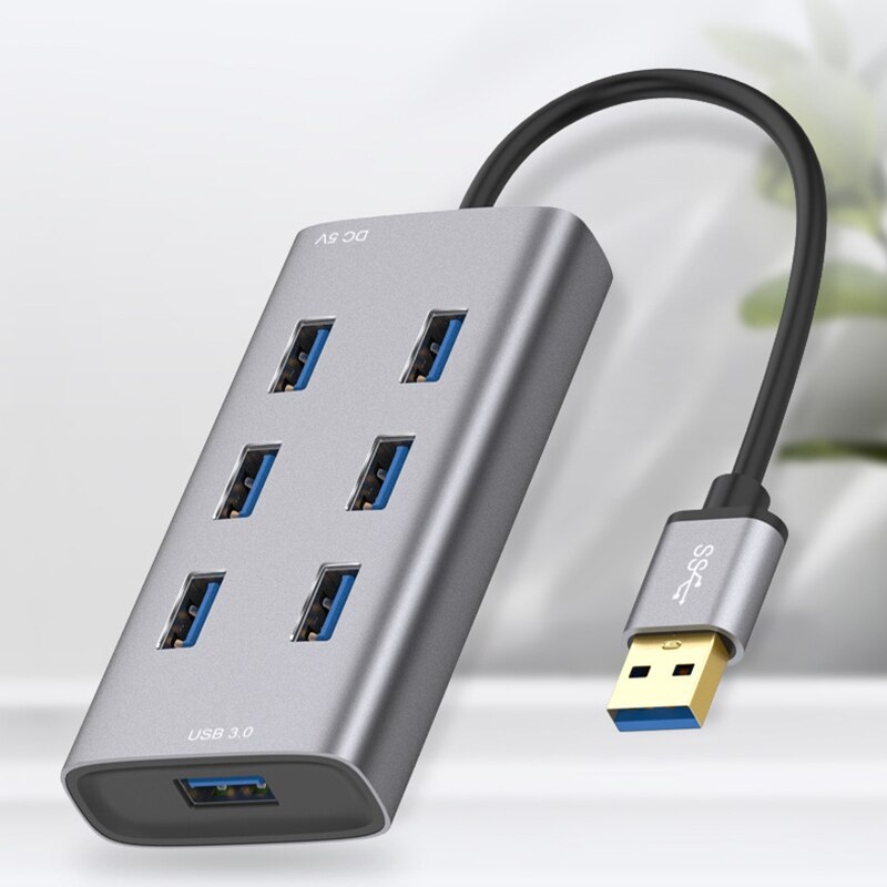 7 Port High Speed USB3.0 Hub Meerdere Aluminium Usb Splitter 300 Mb/s Extension Adapter Hub Voor Pc Desktop