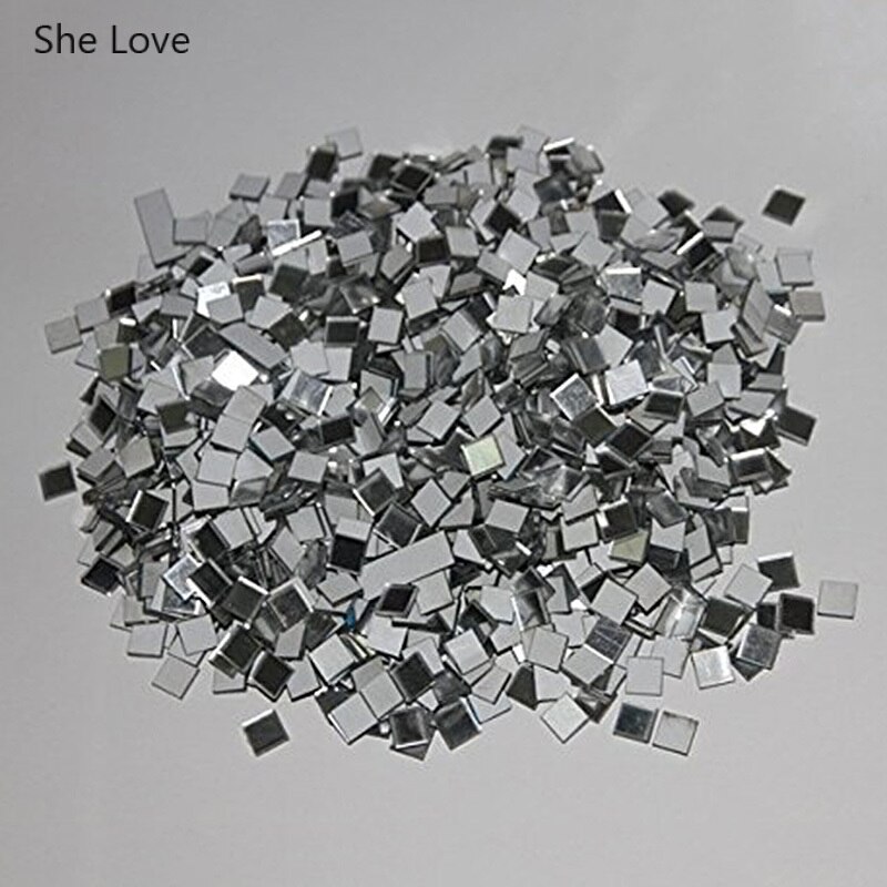 Chzimade 100 stk / lot mini firkantet glas spejl mosaikfliser 2 x 2cm til diy hjemmekunstartikler boligindretning: Default Title