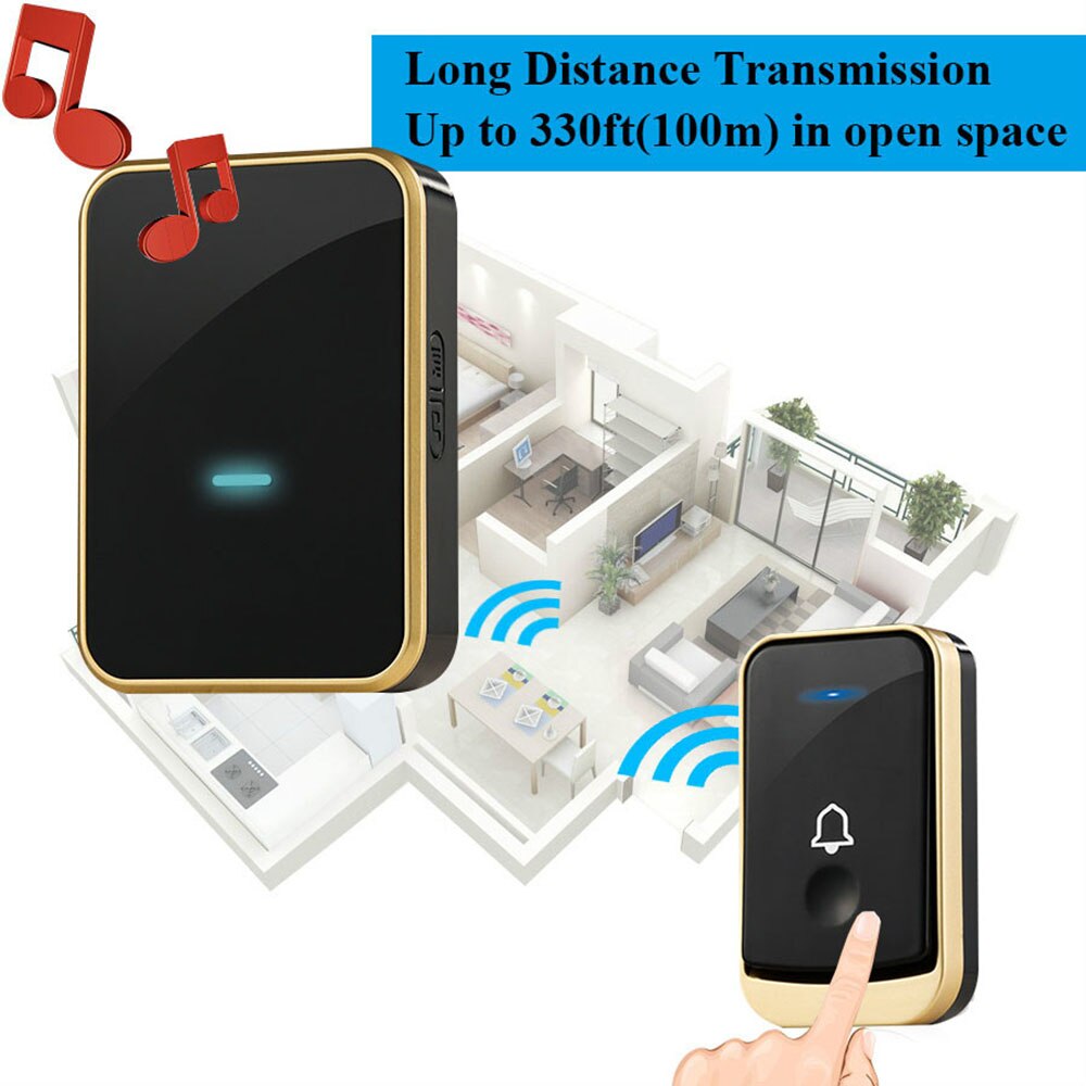 Wireless Doorbell Waterproof smart Door Bell 110V-220V 1 button 1 2 receiver self generation no Need battery cordless Doorbell