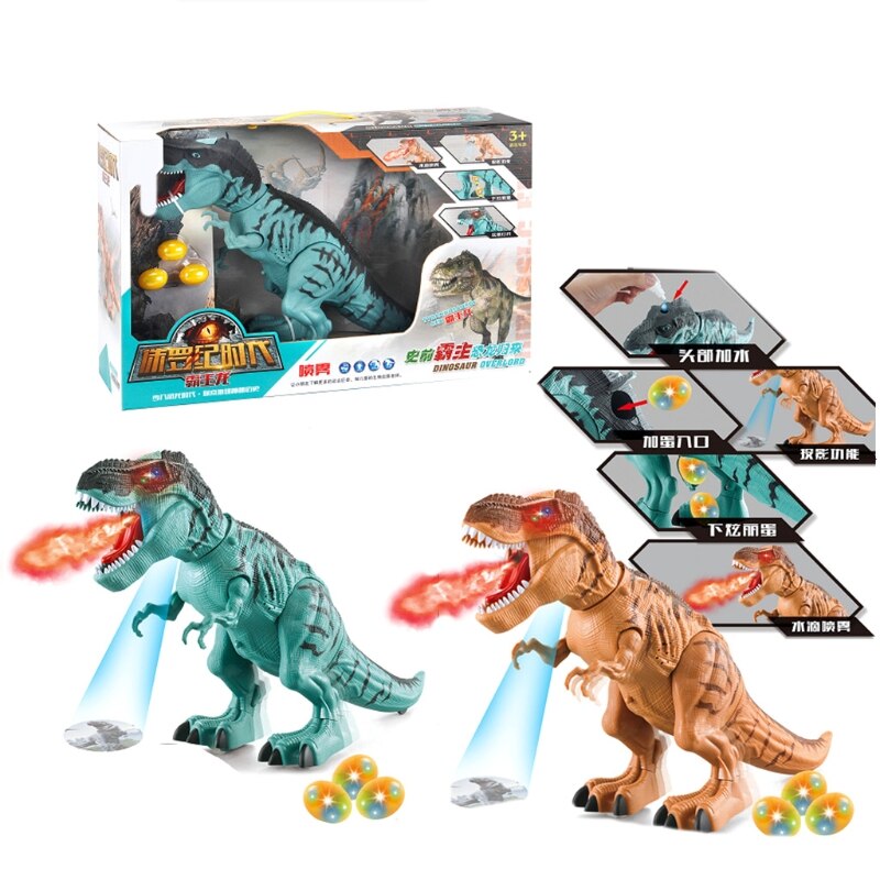 Cartoon dinosaur toy electric tyrannosaurus with optional squirting function led light simulation boys funny  k92d