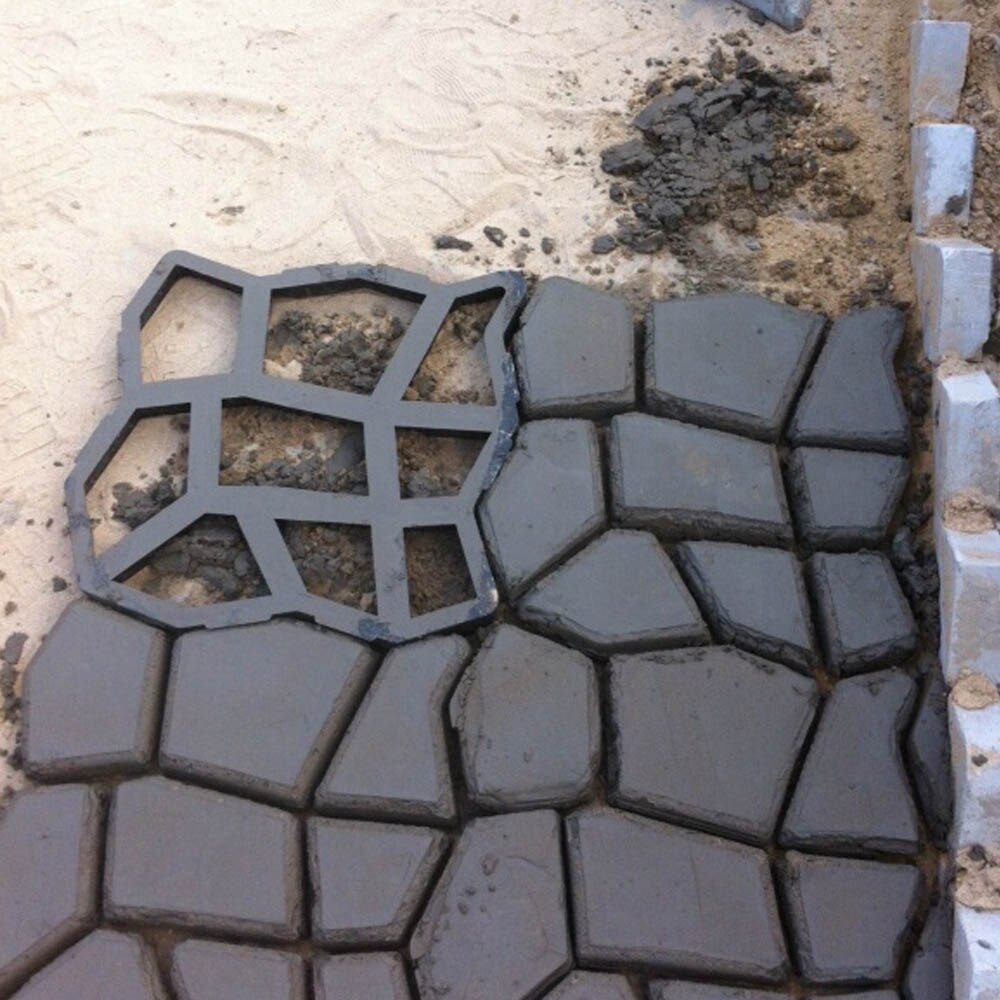 Plastic DIY Garden Pavement Mold Maker Walk Brick Stone Road Concrete Mold for Walkway Pathway Flooring Paving 35x35x3.6cm