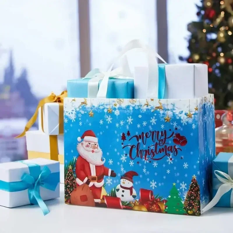 10-60PCS Christmas Tote Bag Santa Elk Snowflake Bags Non-woven Waterproof Printed Bags Thickened Decor Supplies