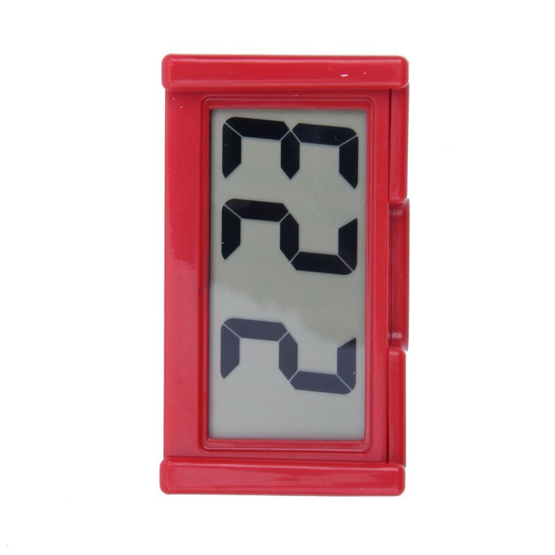 Automotive Digital Car LCD Clock Self-Adhesive Stick On Time Portable, Red