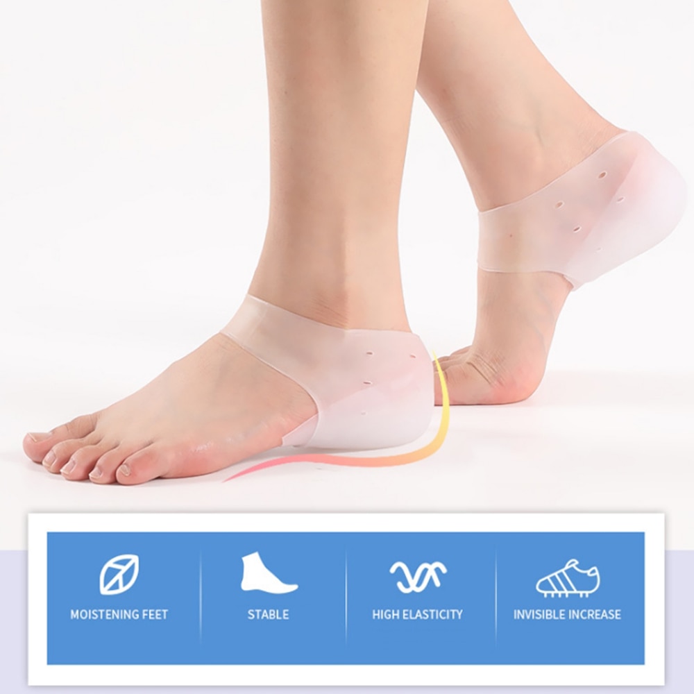 1 Pair Concealed Footbed Enhancers Height Increase Insoles Silicone Foot Lift Pads Dress In Socks Tool