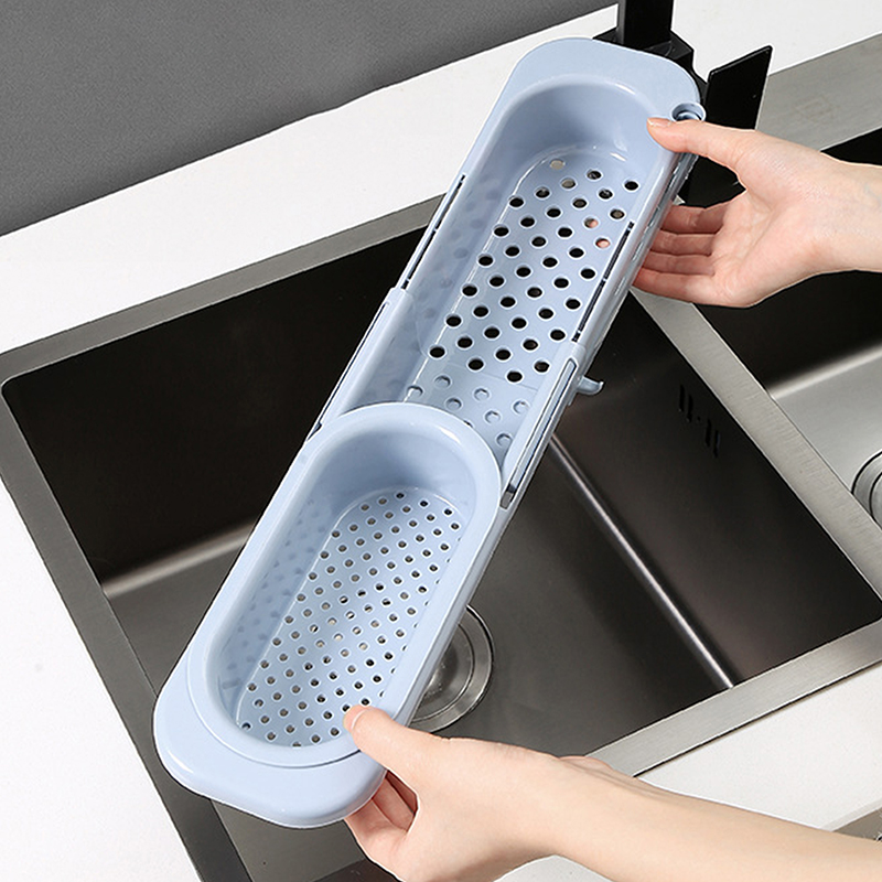 Versenkbare Ablauf Korb Waschbecken Gestell Teleskop Abfluss Gestell Filter Speisereste Ablauf Korb Geschirr Tuch Lagerung Küche Werkzeuge: Stil A Blau