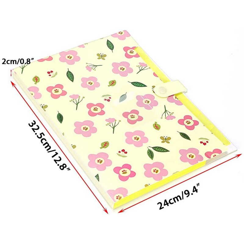 Expanding File Folder Floral A4 and Letter Size Archival File Holder Organizer 8 Pockets