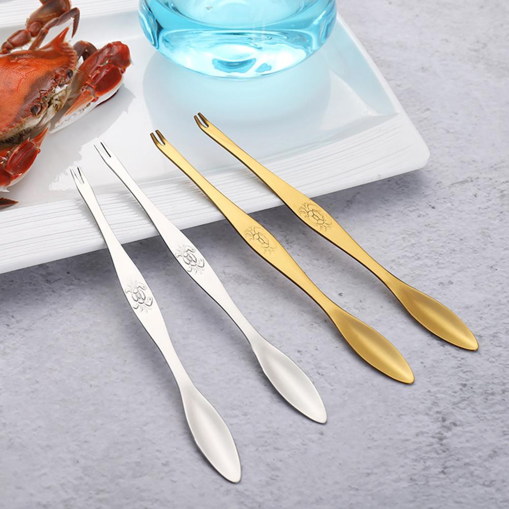 Anti-rust 5Pcs/Set Portable Durable Crab Seafood Tool Fork Safe Seafood Meat Pick Mirror Polishing for Families