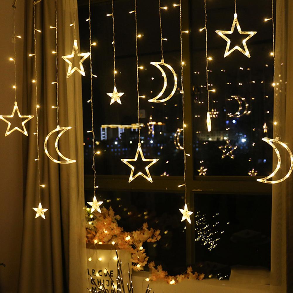 LED Curtain Lamp Fairy String Neon Moon Stars Home Party Xmas Neon Light Night Decor Eight Lighting Modes