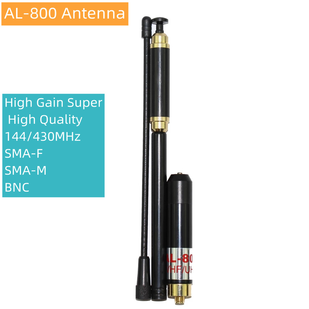 AL-800 Antenna High Gain Super Telescopic 144/430MHz SMA-F SMA-M BNC for HYT BAOFENG UV-5R UV-82 etc