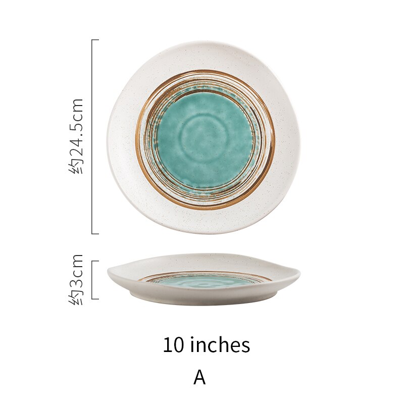 RHE Irregular edges Ceramic plate set Restaurant kitchen home dinner Steak Salad Dim Sum Plate Party porcelain plate: A-10 inches