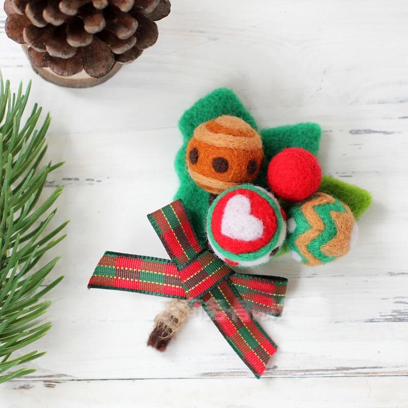 1Set Berry guirnalda broche lana manualidad de fieltro DIY sin terminar pinchado conjunto kit para manualidades para Material de la aguja bolsa de paquete de Lollipop muleta