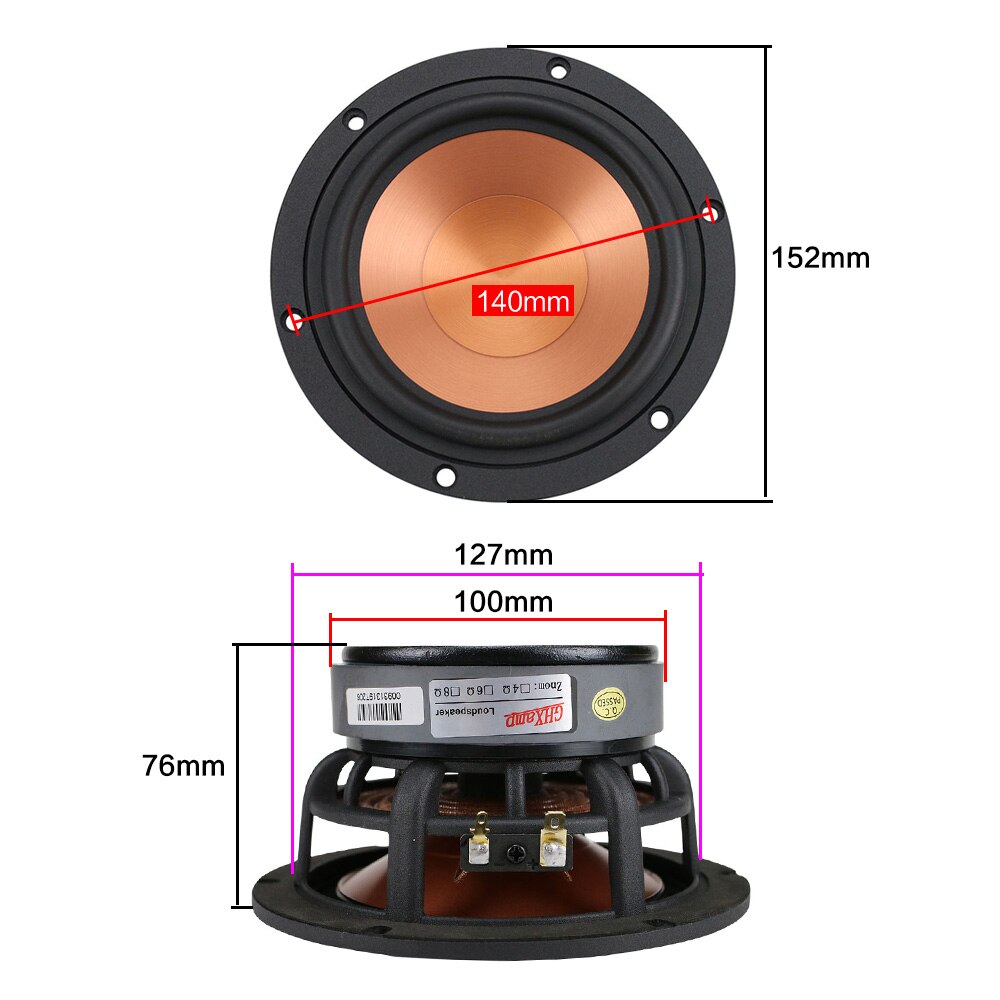 GHXAMP 5.25 inch Mid Bass Speaker Unit Midrange Woofer Luidspreker Aluminiumoxide Keramische 8Ohm 40W Home Theater Hifi 1PC