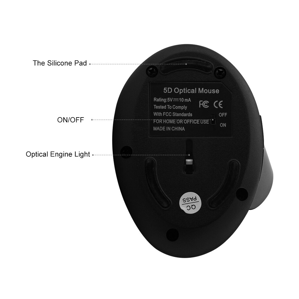 5d 1600 vertikale kabellose maus, ergonomisch, wiederaufladbar, usb typ-c, handgelenkschonend, für laptop, pc, macbook, bürogebrauch