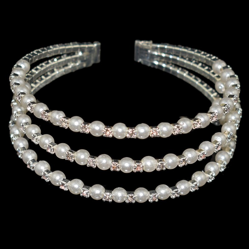 Crystal Parel Opening Armbanden Armbanden Voor Vrouwen Gold Verzilverd Stretching Armbanden Pulseras Mujer Sieraden: 11-Silver-3Row