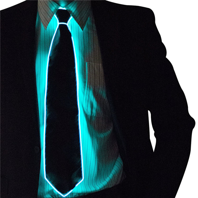 Men Glowing Tie EL Wire Neon LED Luminous Party Haloween Christmas Luminous Light Up Decoration DJ Bar Club Stage Prop Clothing: SKY BLUE