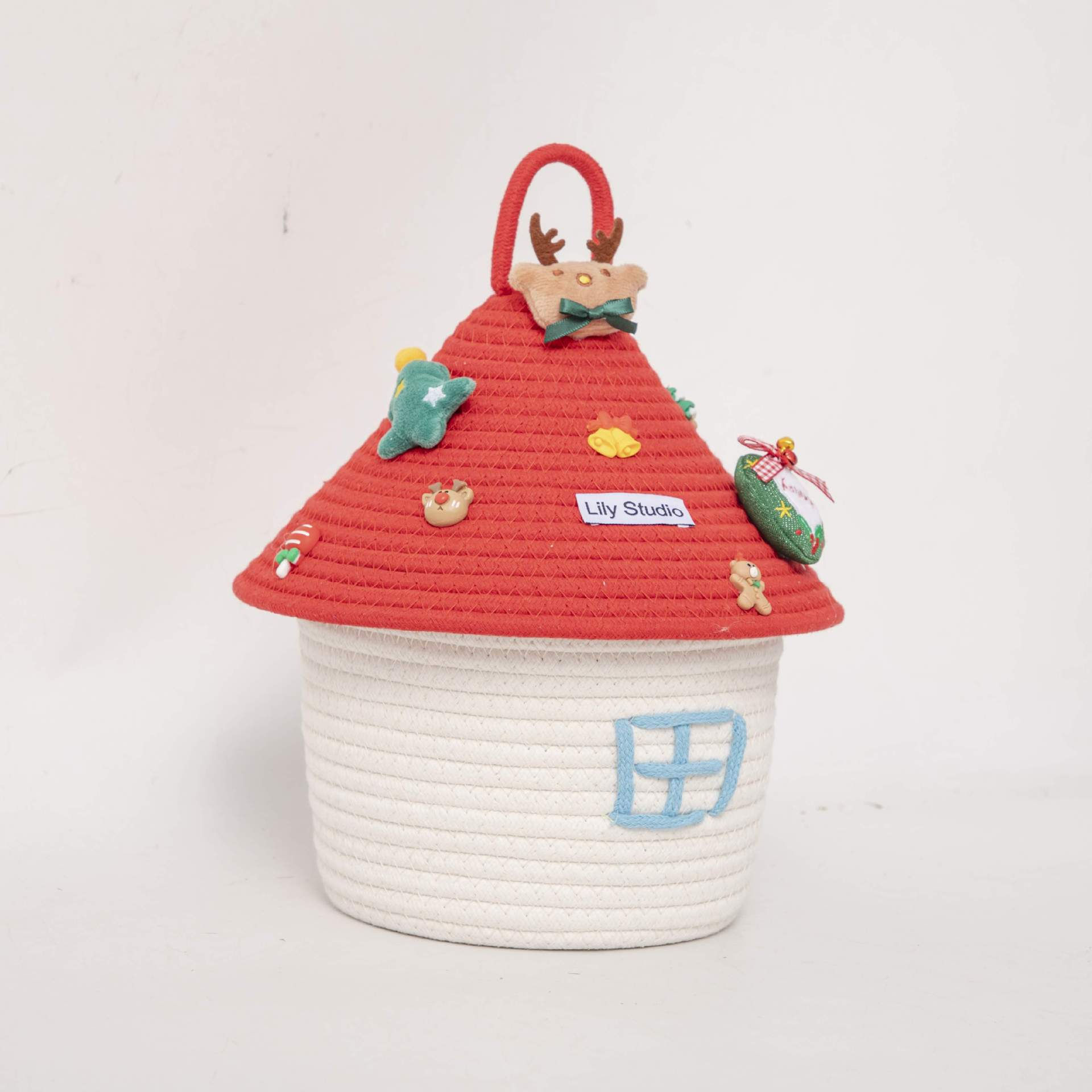 Woven Christmas Tree Storage Basket Christmas Ornament Desktop Home Toy Snacks Toiletries Storage Box Home Decoration: Brown