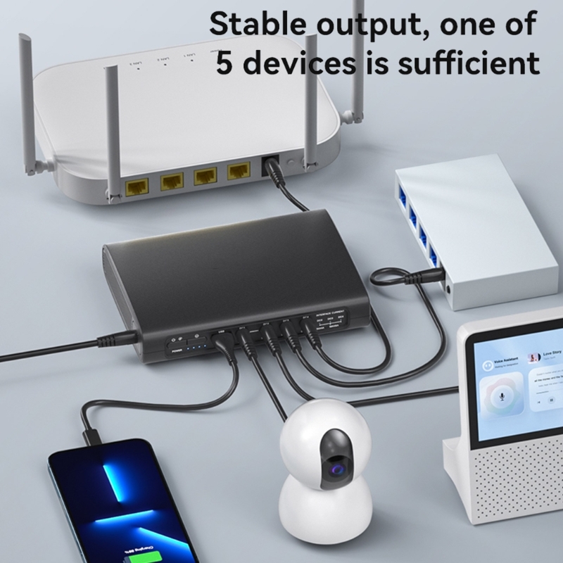 K32C UPS Battery Backup for LED Light WiFi Camera Routers Speaker 5.5x2.1mm Output Uninterruptible Power Supply 5V 9V 12V