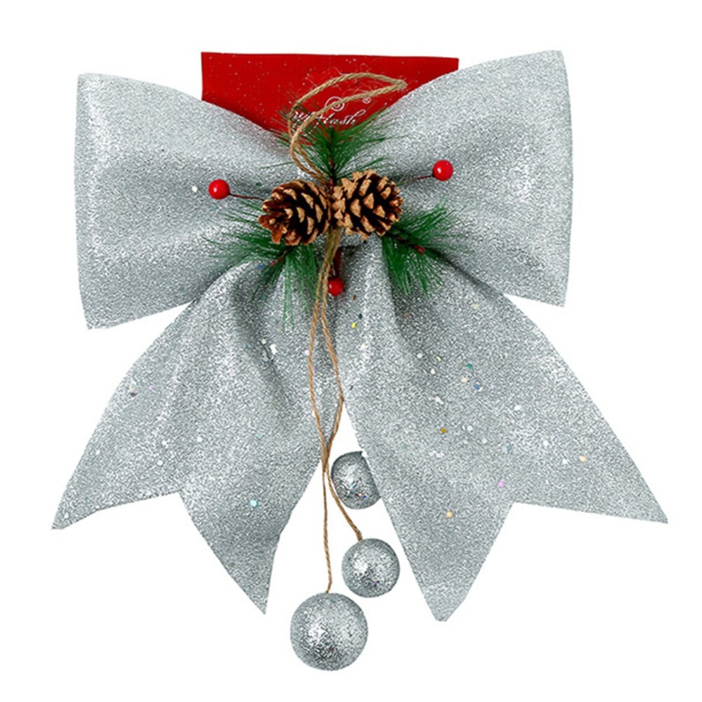 Grands nœuds de ruban pour arbre de noël , 1 pièce, décoration pour la maison, pour fête de noël 2022 et nouvel an: Argent