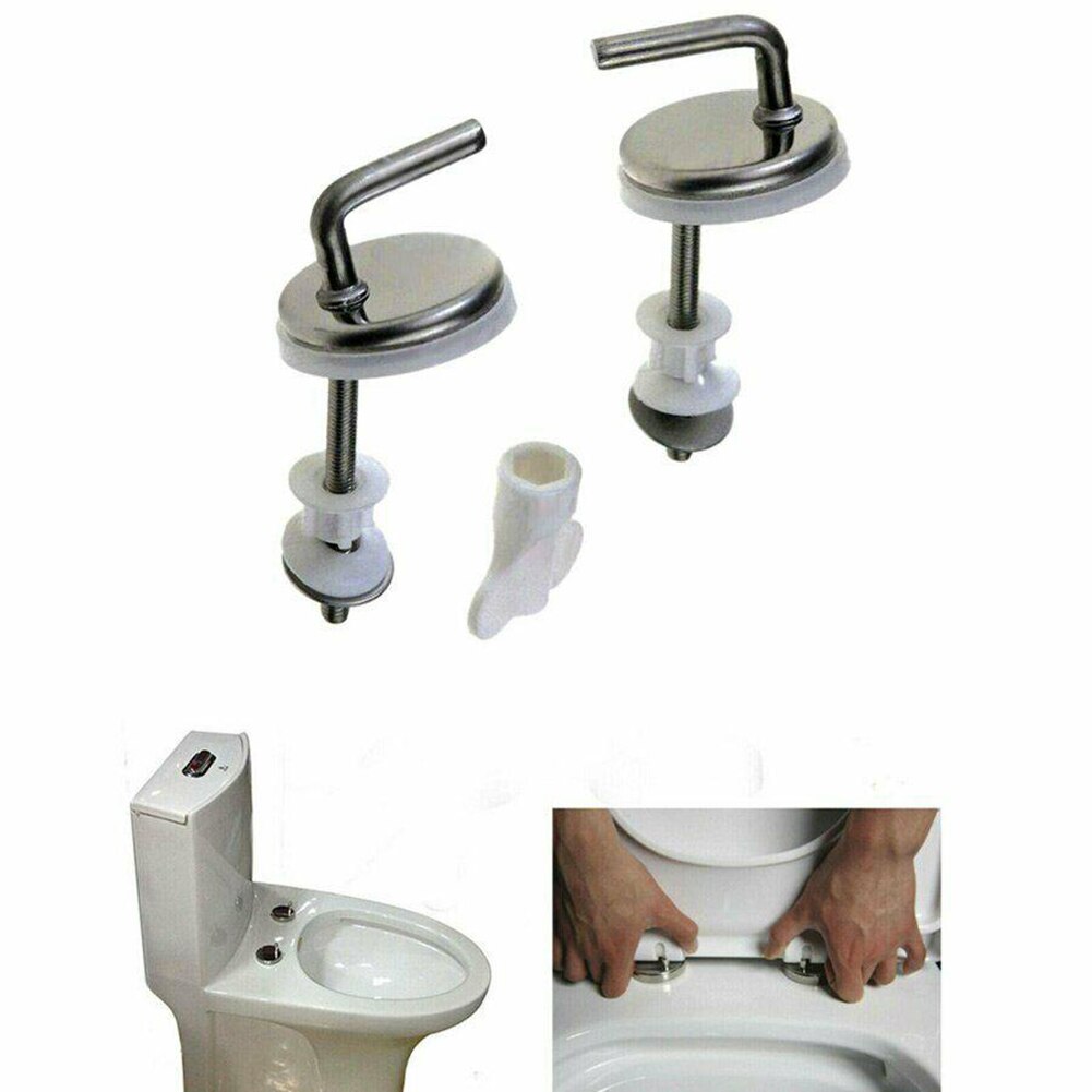 2pcs Toilet Seat Hinge Flush Toilet Cover Mounting Connector Toilet Lid Hinge Mounting Fittings Replacement Parts