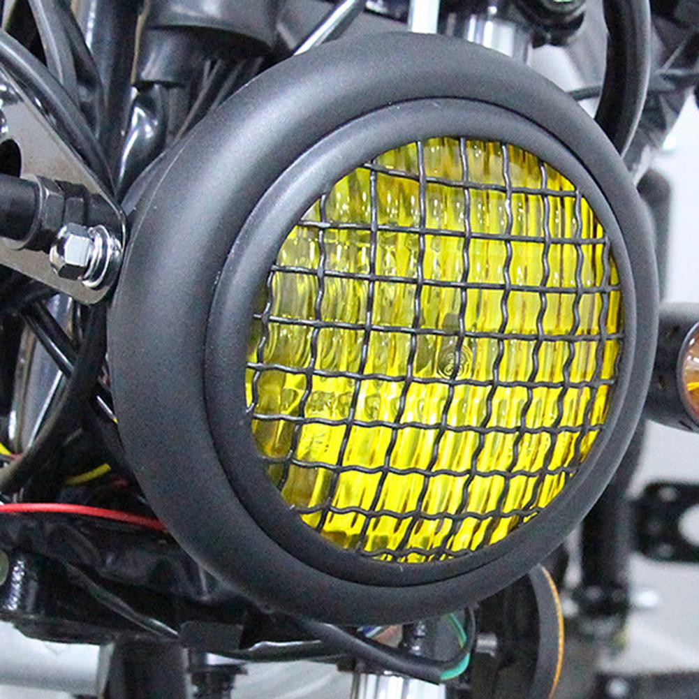 retro Motorrad Vorne Montieren Scheinwerfer mit Gittergewebe Abdeckung Lampenschirm Beleuchtung Werkzeug