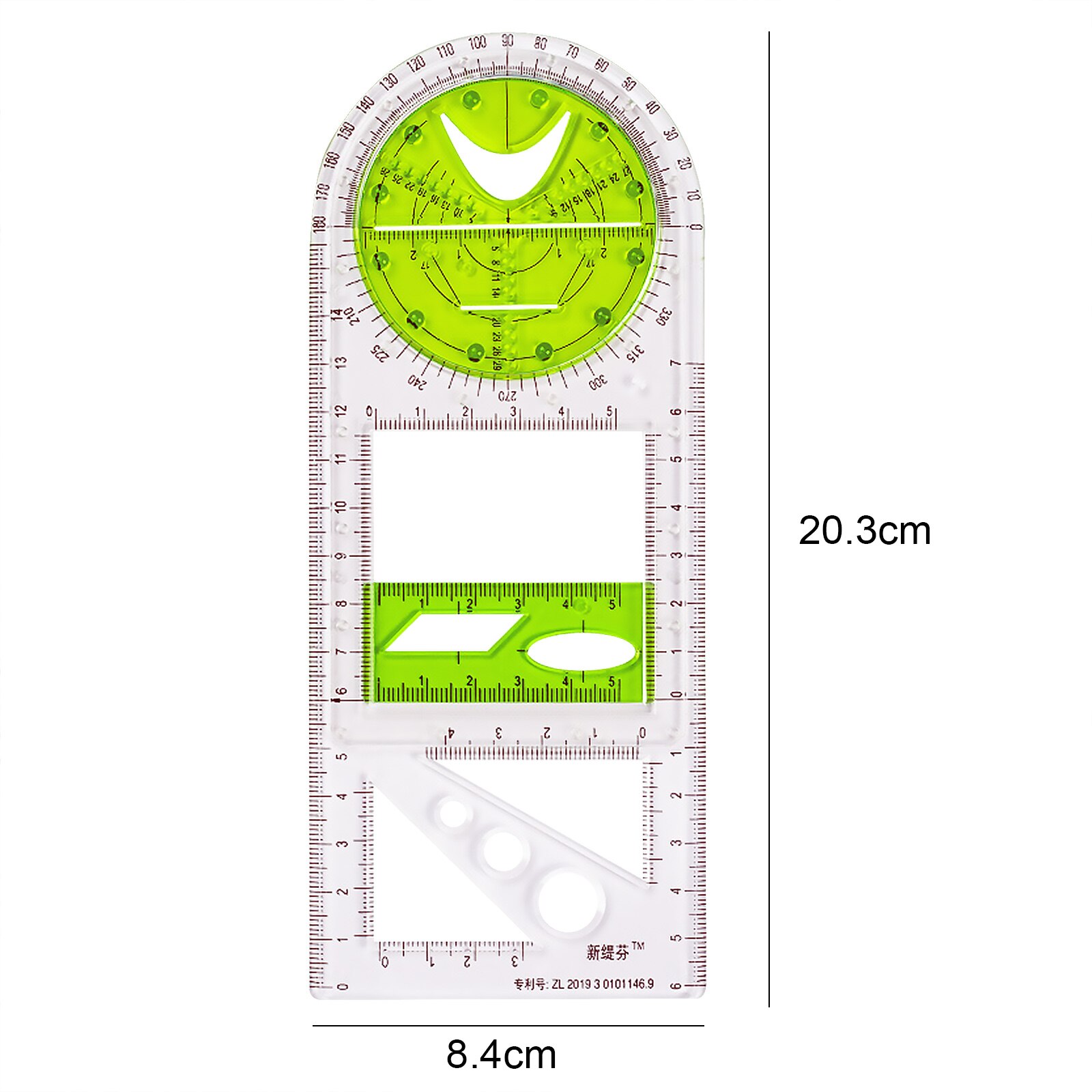 Multifunctional Geometric Ruler Geometric Drawing Template Measuring Tool For School Office Architecture Supply For Student: C