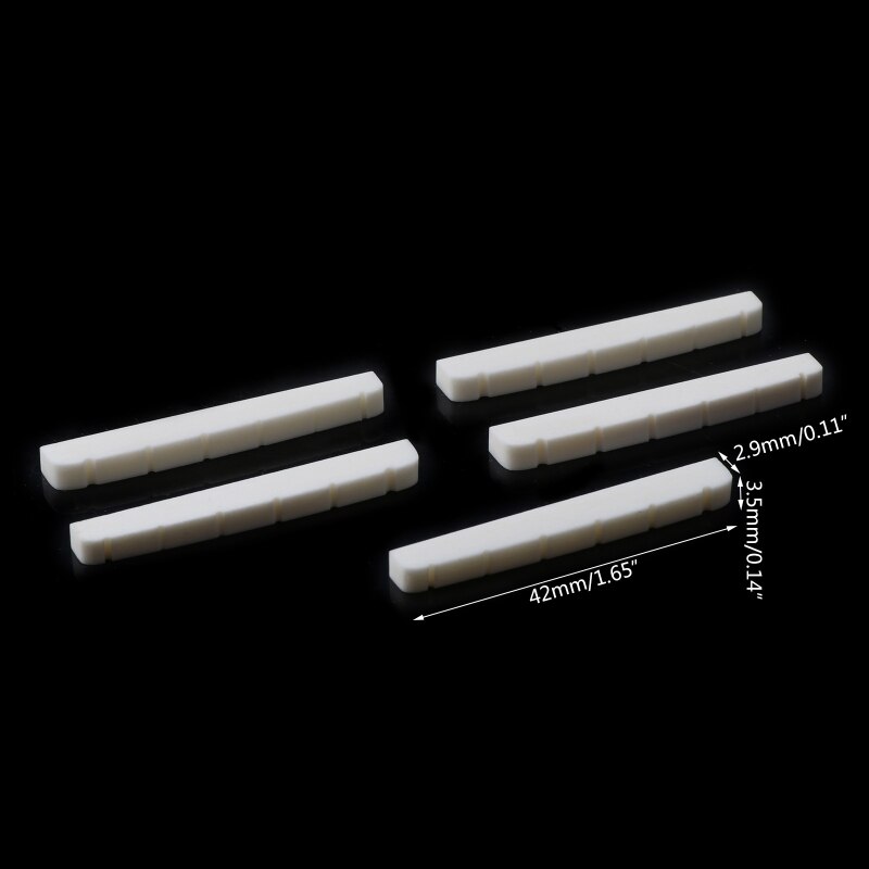 5 Pieces Curved Unbleached Slotted Bone Nut Flat Bottom For Strat T8NC