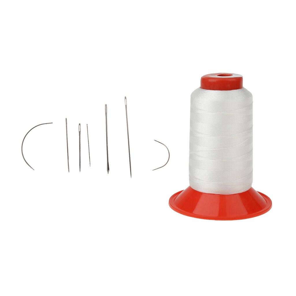 7pcs Heavy Duty Hand Sewing Needles Kit and White Bonded Nylon Sewing Thread