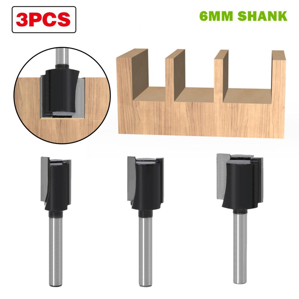 3pcs 6mm Shank Wood Router Bit 14mm/16mm/22mm Diameter Straight/Dado Router Bit Wood Cutter: Default Title