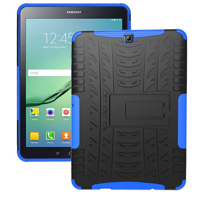 Funda rígida híbrida de TPU para tableta Samsung GALAXY Tab S2 9,7 SM T810 T815 T813 T819, carcasa resistente con película y bolígrafo: blue