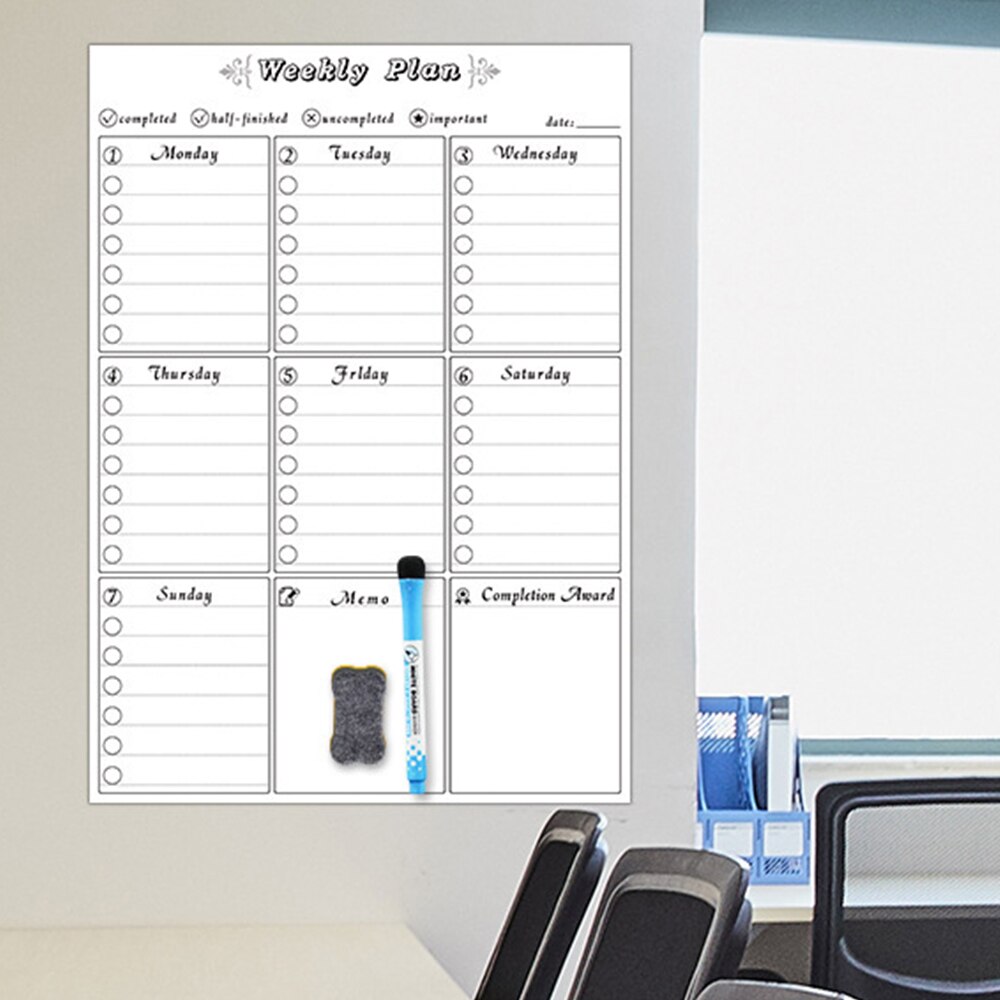 Simple Magnetic Dry Erased Refrigerator Whiteboard Kitchen Fridge Calendar Message Boards Student Kids Monthly Planner Boards