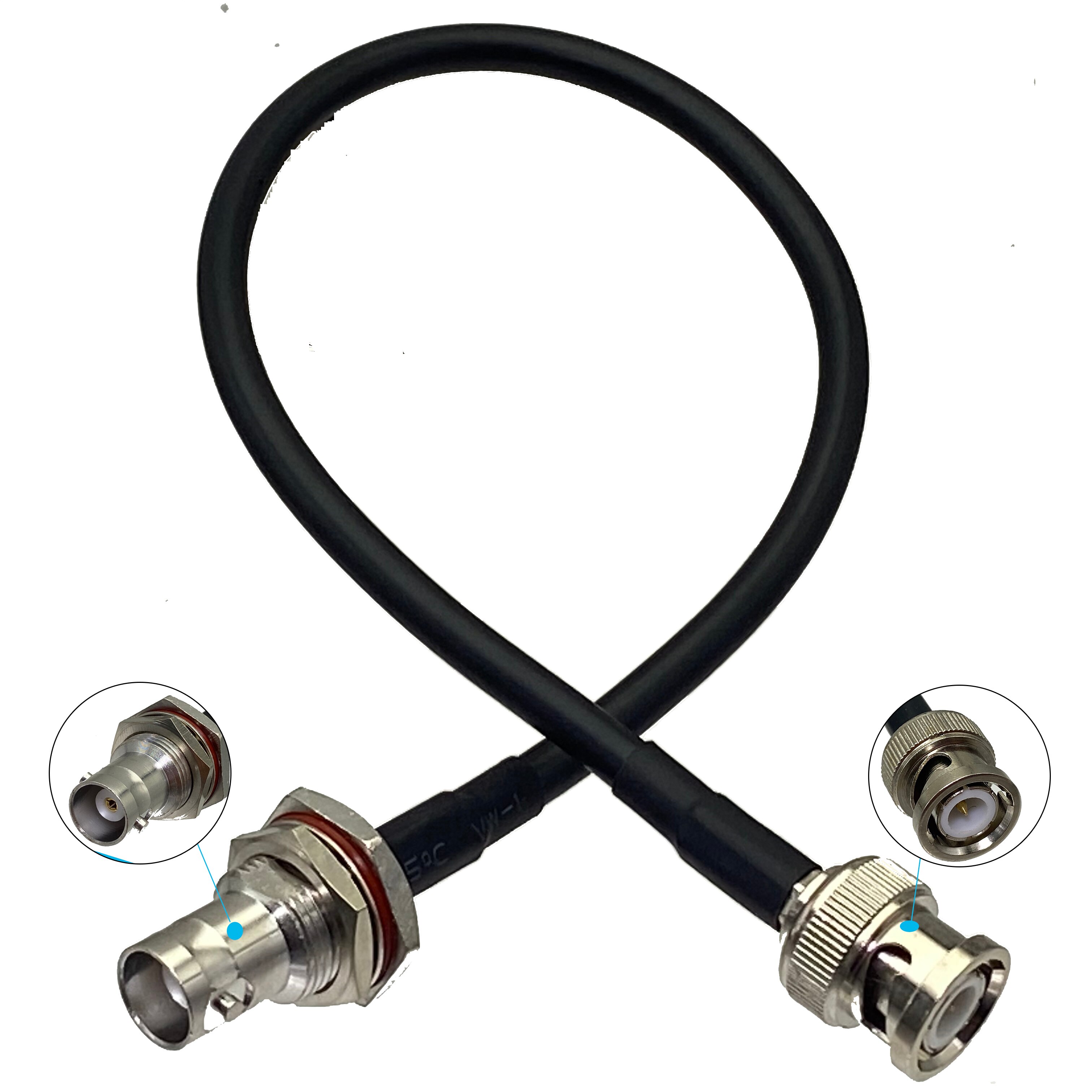 RG58 BNC Female jack Bulkhead to BNC Male plug Connector Crimp RF Coaxial Jumper Pigtail Cable For Radio Antenna 6inch~20M