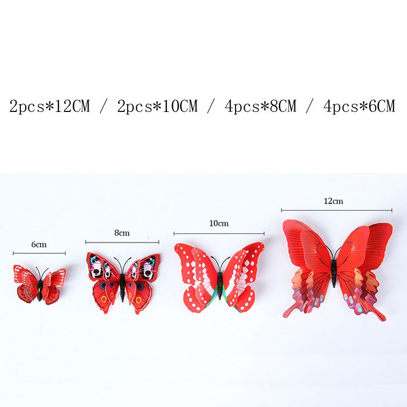 3D Vlinder Magneet Muur Sticker 12 Stuks Multicolor Dubbele Laag Vleugels Creatieve Butterflie Woondecoratie Accessoires 3D Stickers