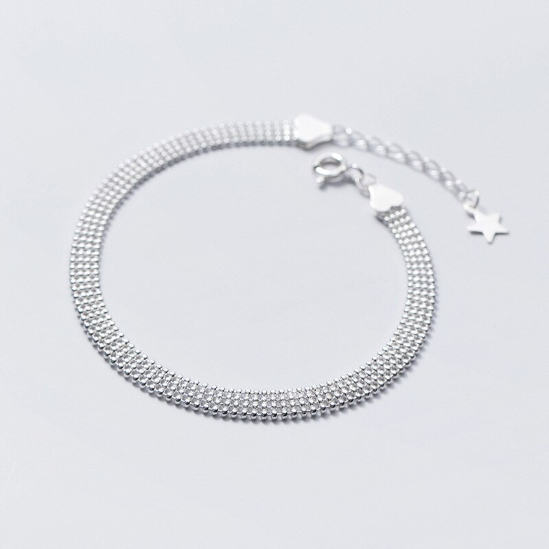 genuino 925 sterlina d'argento Pavimenta Borda I Braccialetti per Le Donne Semplice Minimalista Gioielli Delle Signore di Nozze Regali Del Partito: Argento