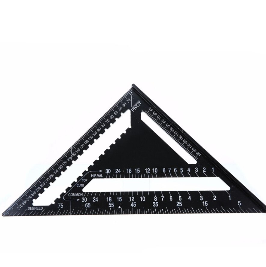 12 Inch Black Tri-square Ruler Aluminium Roofing Rafter Angle Frame for Measuring Carpenter Tools