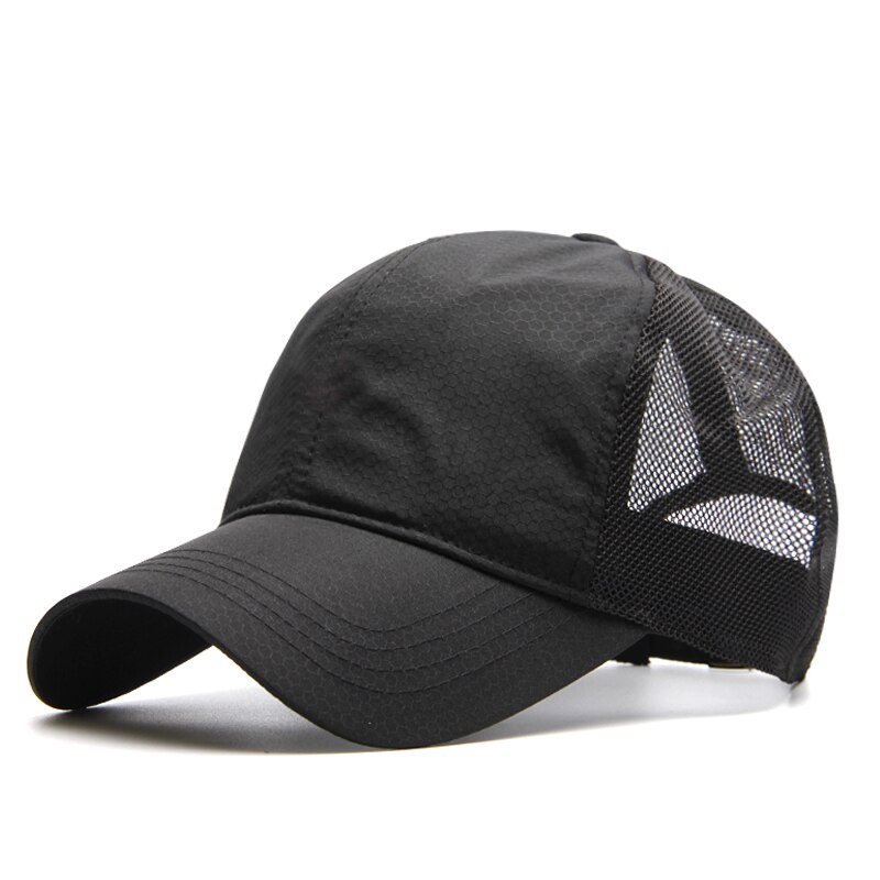 Big Head Man Plus Size Baseball Cap Men Summer Thin Fabric Mesh Sun Hat Male Snapback Hats M 55-59cm L 60-64cm: black  / Code 60-65CM