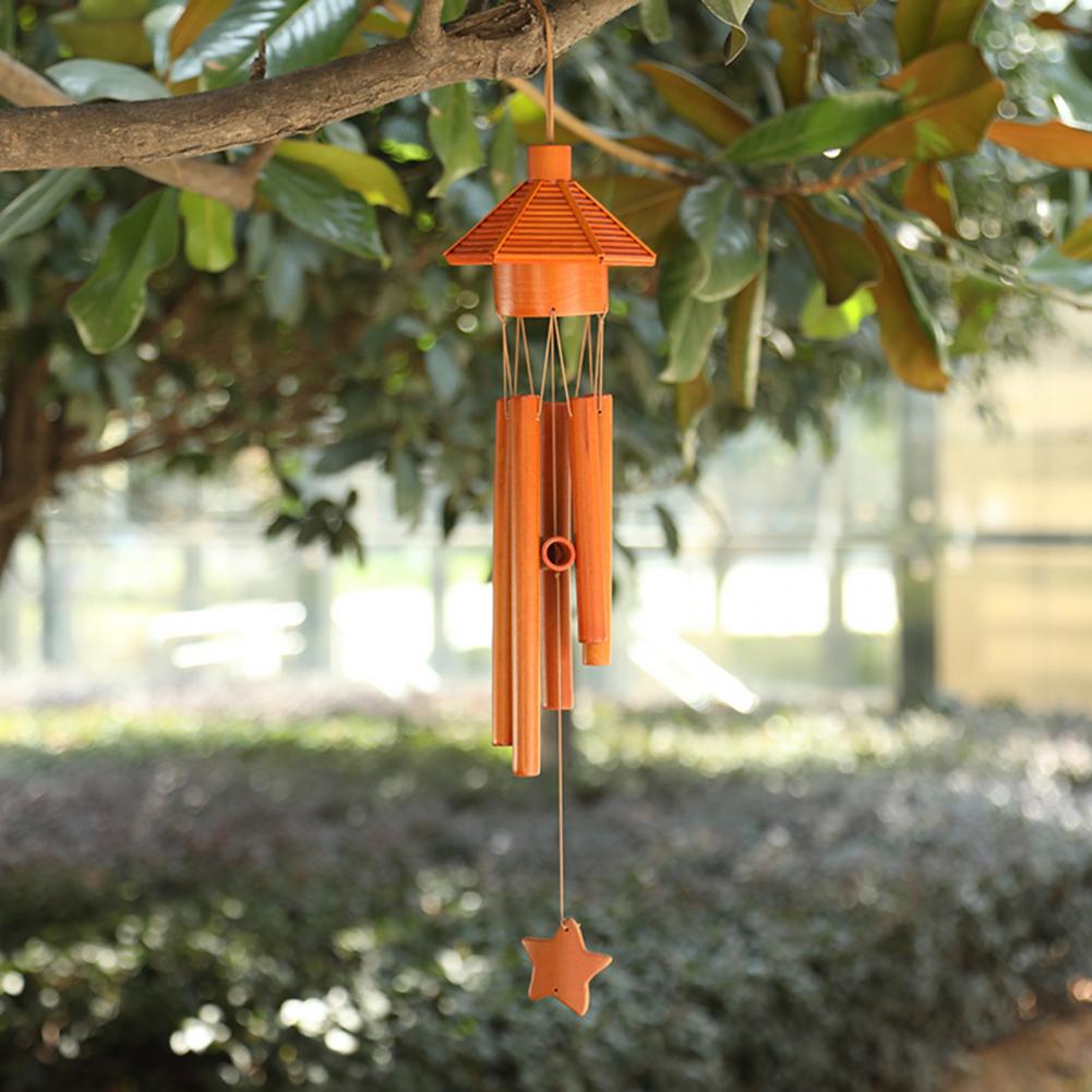 Wind Chime Bird Nest Pavilion Shape Hanging Bamboo Lightweight Decoration Windchime for Home