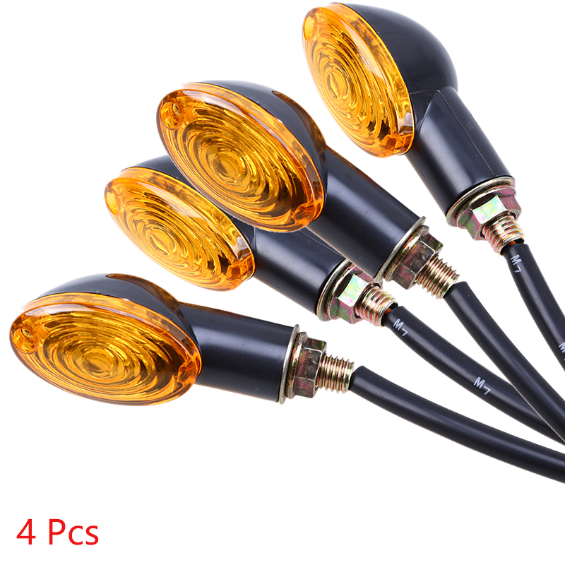 POSSBAY 4 Pçs/lote 12V Universal Motos Turn Signal Indicadores Luzes Âmbar Blinker Flasher Moto Luz Direcional: Black Cover Amber