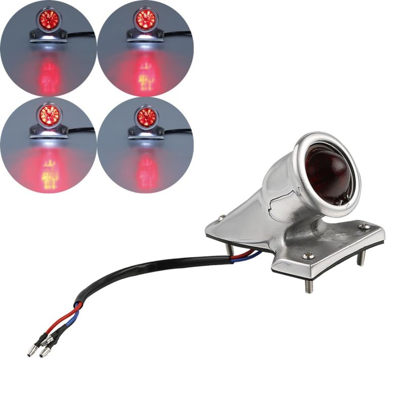 Feu arrière pour moto, Style Vintage, feu de frein pour Harley Davidson Bobber Chopper, Chrome/noir, 12V
