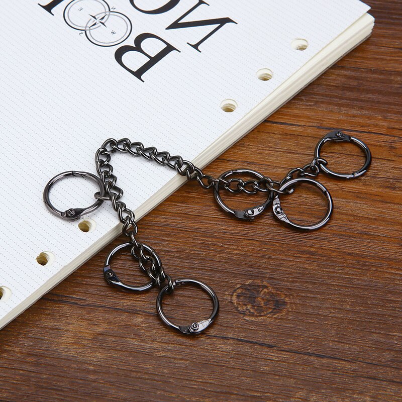 Metall verlieren Blatt Buch Bindemittel Klapp Ringe Mit Kette Keychain DIY Album Sammelalbum Handwerk Alben Buch Bindemittel Schule Büro Supplie