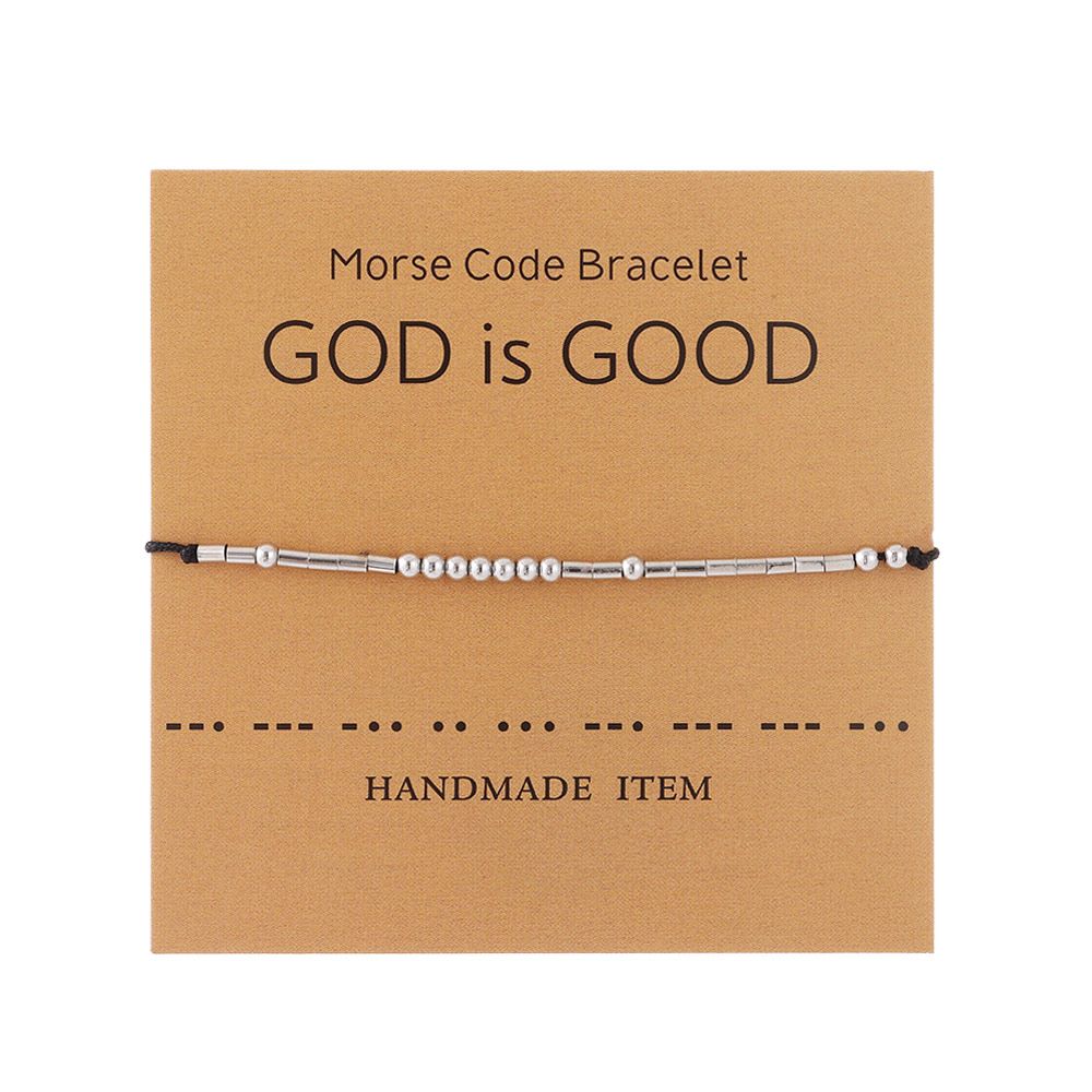 Código morse pulseiras abençoado grato senha casal pulseiras com cartão valentinesgifts dia aniversário lembrança presentes de aniversário: god is good
