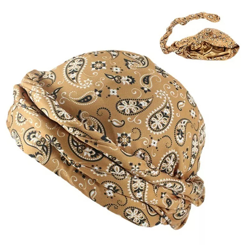 Men Women Paisley Print Headscarf Pirate Hat Outdoor Sport Cycling Bandana Sweat Absorbant Muslim Turban Bohe Style Head Wrap: GRAY